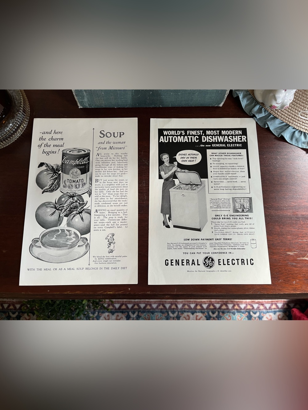 1928 Campbells Ad & 1950 General Electric Ad READ